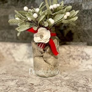 Custom made decor: Mistletoe in Vintage Atlas Mason Jar Holiday Decor <3